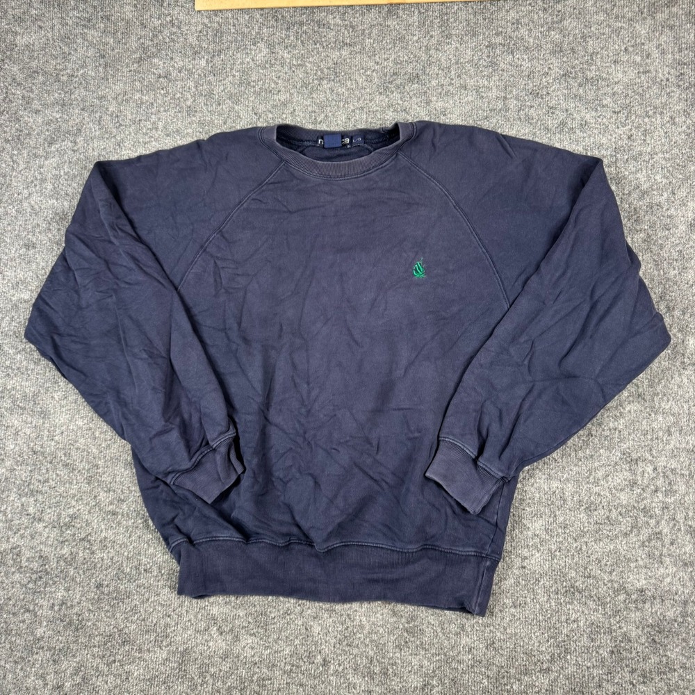 Nautica Sweatshirt Mens Size L Navy Blue Cotton Raglan Sleeve Embroidered Logo